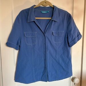 Blue Short Sleeve Button-Up Shirt